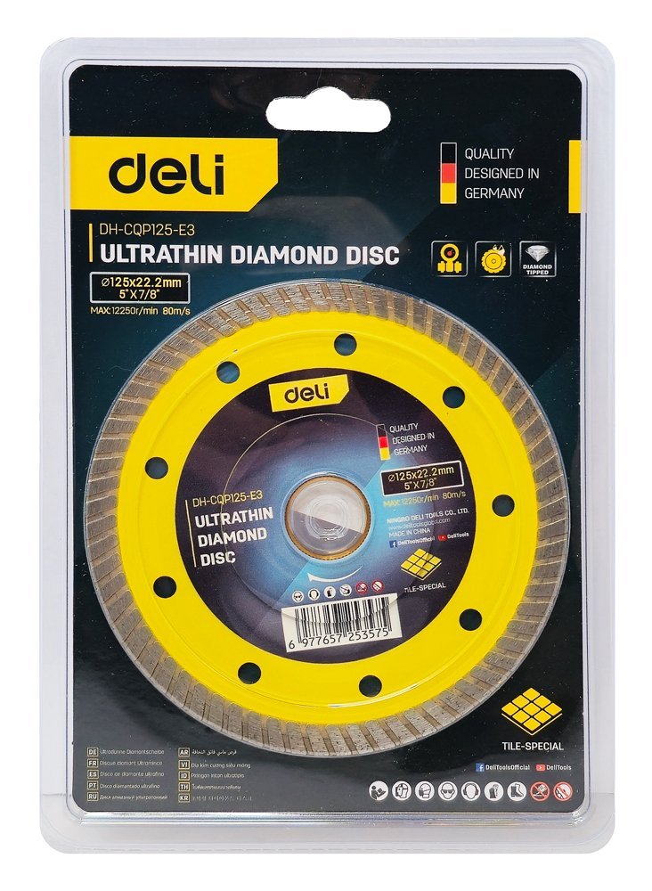 DELI δίσκος κοπής διαμαντέ , δομικών υλικών, ultrathin, 125mm, 12250rpm, wet & dry - Image 3