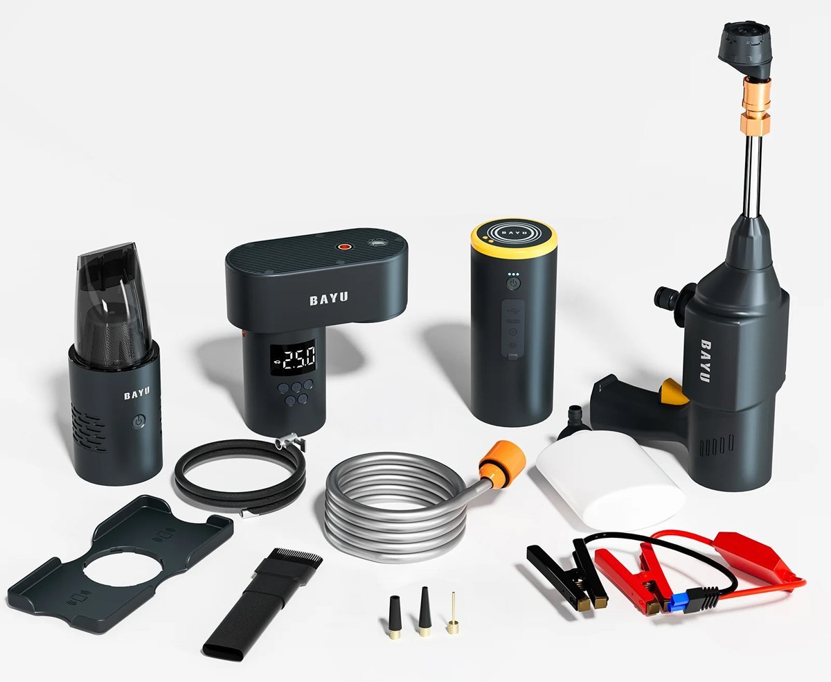 BAYU car kit με εκκινητή μπαταρίας/συμπιεστή αέρος/πιστόλι πλυσίματος/σκουπάκι αυτοκινήτου ro C - Image 8