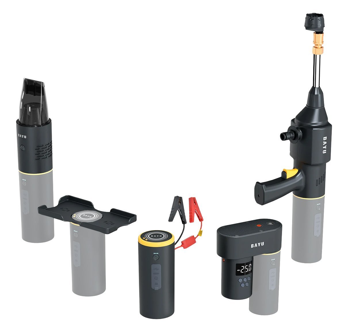 BAYU car kit με εκκινητή μπαταρίας/συμπιεστή αέρος/πιστόλι πλυσίματος/σκουπάκι αυτοκινήτου ro C