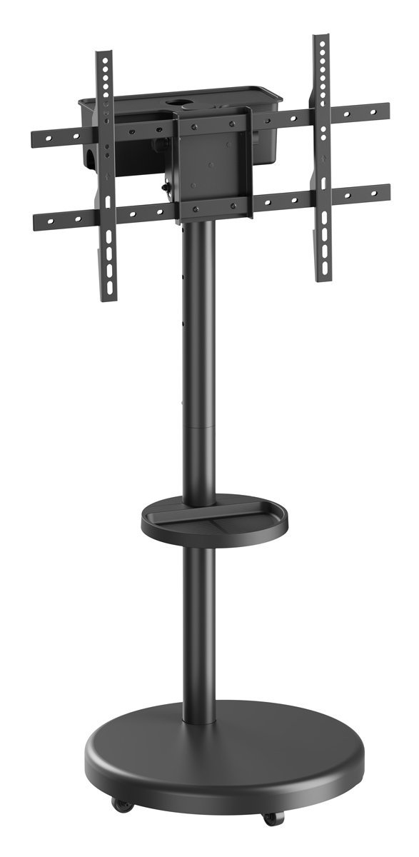 BRATECK βάση τηλεόρασης δαπέδου , 37-86", έως 50kg, με ράφι & cable management, ροδάκια, μαύρη