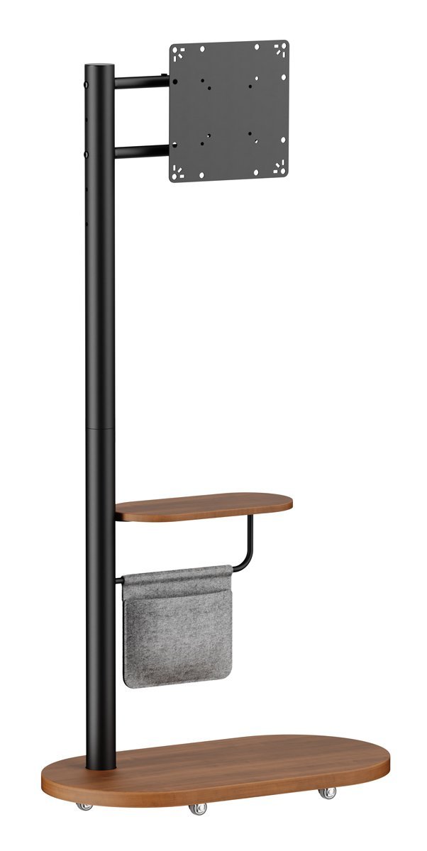 BRATECK βάση τηλεόρασης δαπέδου , 17-43", έως 15kg, με ράφι & ροδάκια, μαύρη