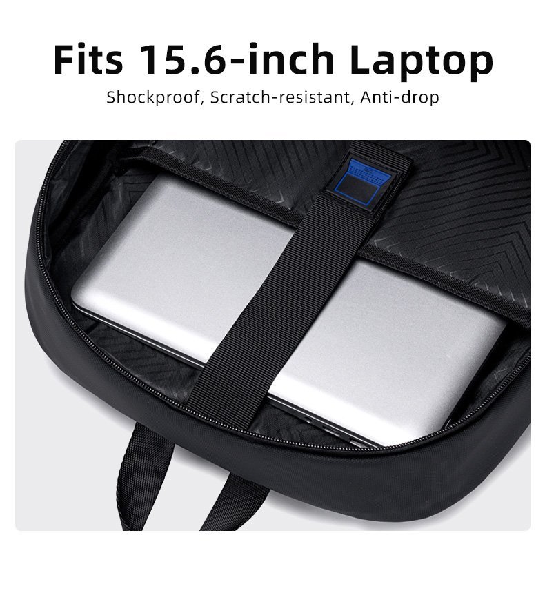 GOLDEN WOLF τσάντα πλάτης με θήκη laptop 15.6", 17L, μαύρη - Image 3
