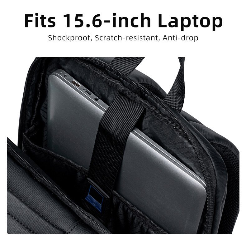 GOLDEN WOLF τσάντα πλάτης με θήκη laptop 15.6", 17L, μαύρη - Image 4