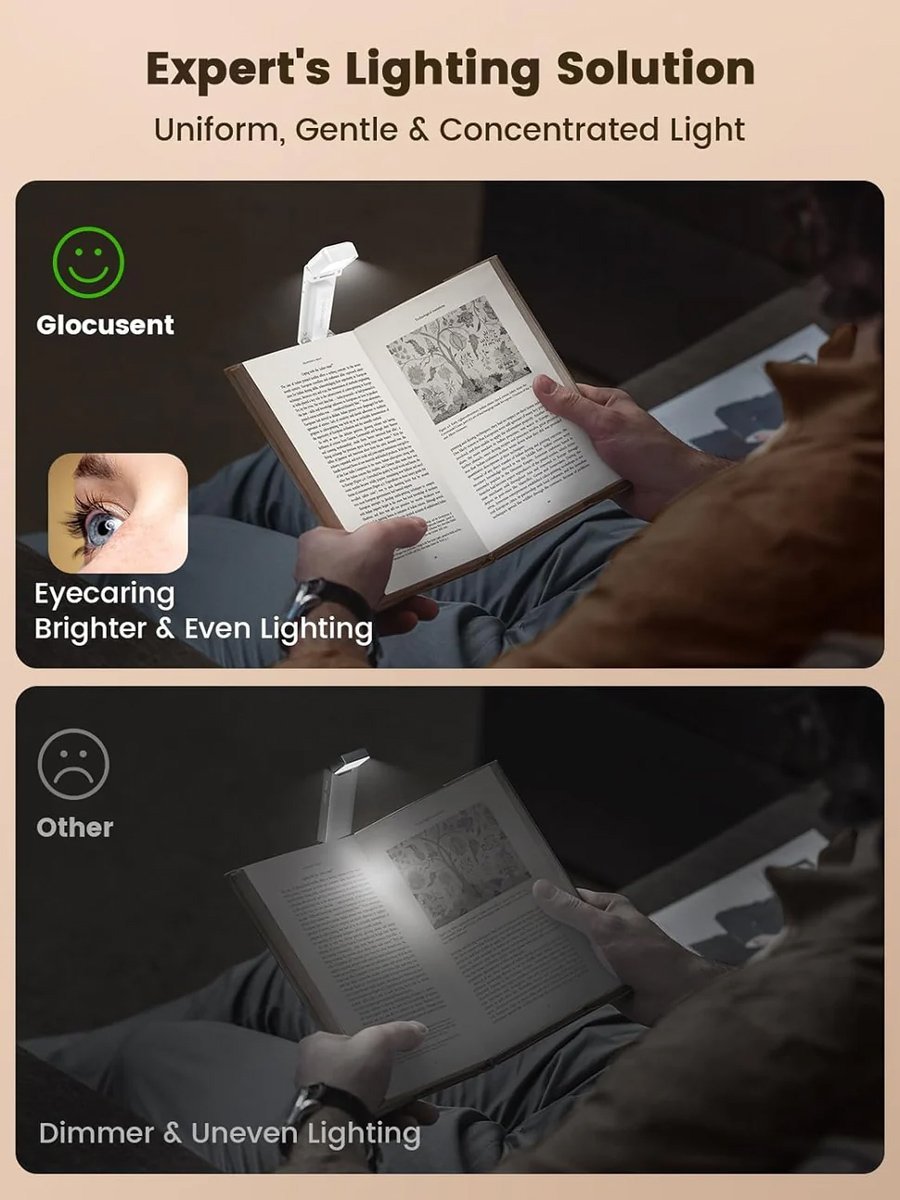 GLOCUSENT LED φακός διαβάσματος , επαναφορτιζόμενος, έως 24lm, λευκός - Image 6
