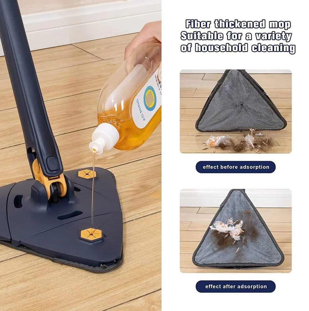 HOME USE τριγωνική σφουγγαρίστρα με 4x πανιά μικροϊνών, προσαρμόσιμο ύψος, μπλε - Image 5