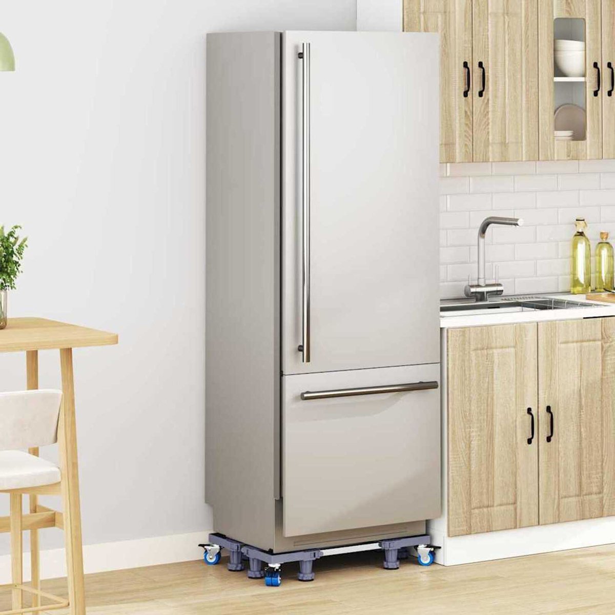 HOME USE βάση λευκών συσκευών με ρόδες, ρυθμιζόμενη 70x90cm, έως 500kg, γκρι - Image 2