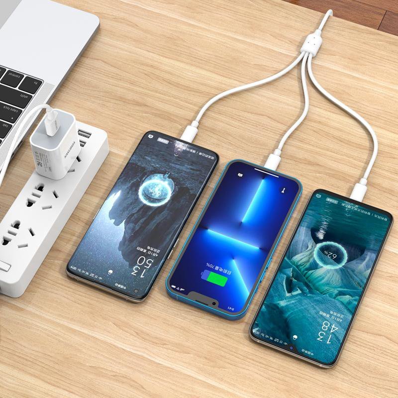 KAKUSIGA καλώδιο USB σε USB-C/Lightning/Micro USB , 5A, 1.2m, λευκό - Image 2