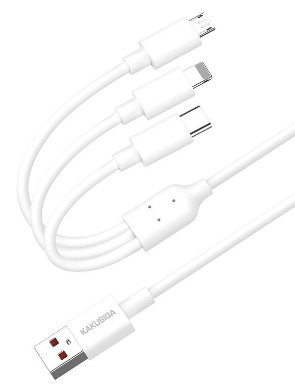 KAKUSIGA καλώδιο USB σε USB-C/Lightning/Micro USB , 5A, 1.2m, λευκό
