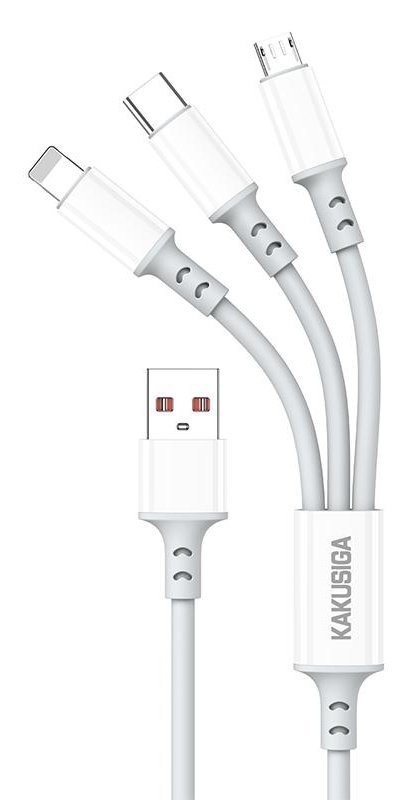 KAKUSIGA καλώδιο USB σε USB-C/Lightning/Micro USB , 5A, 480Mbps, 1.2m, λευκό