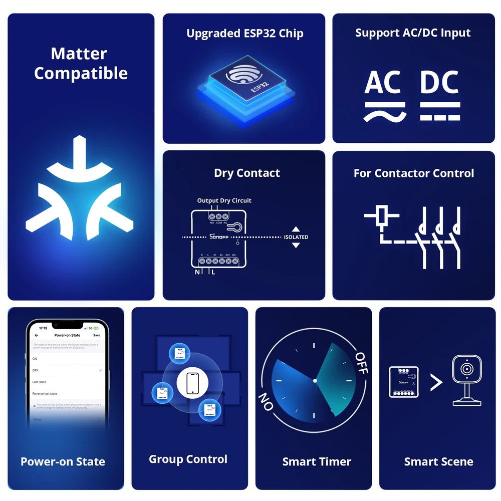 SONOFF smart διακόπτης , WiFi, συμβατός με Matter, λευκός - Image 2