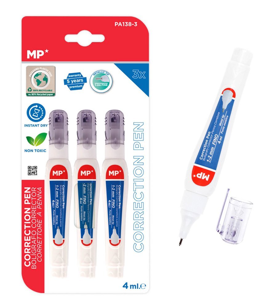 MP σετ διορθωτικό στυλό , 1-2mm, 4ml, 3τμχ
