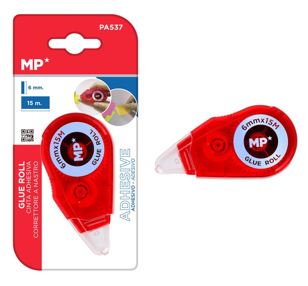MP κολλητική ταινία διπλής όψεως , 6mm x 15m, κόκκινη