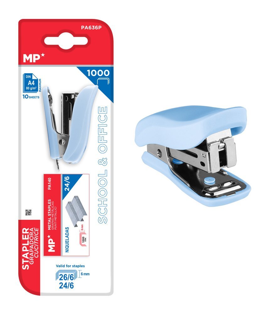 MP mini συρραπτικό  με ανταλλακτικά, 24/6 - 26/6, 10 φύλλα, μπλε
