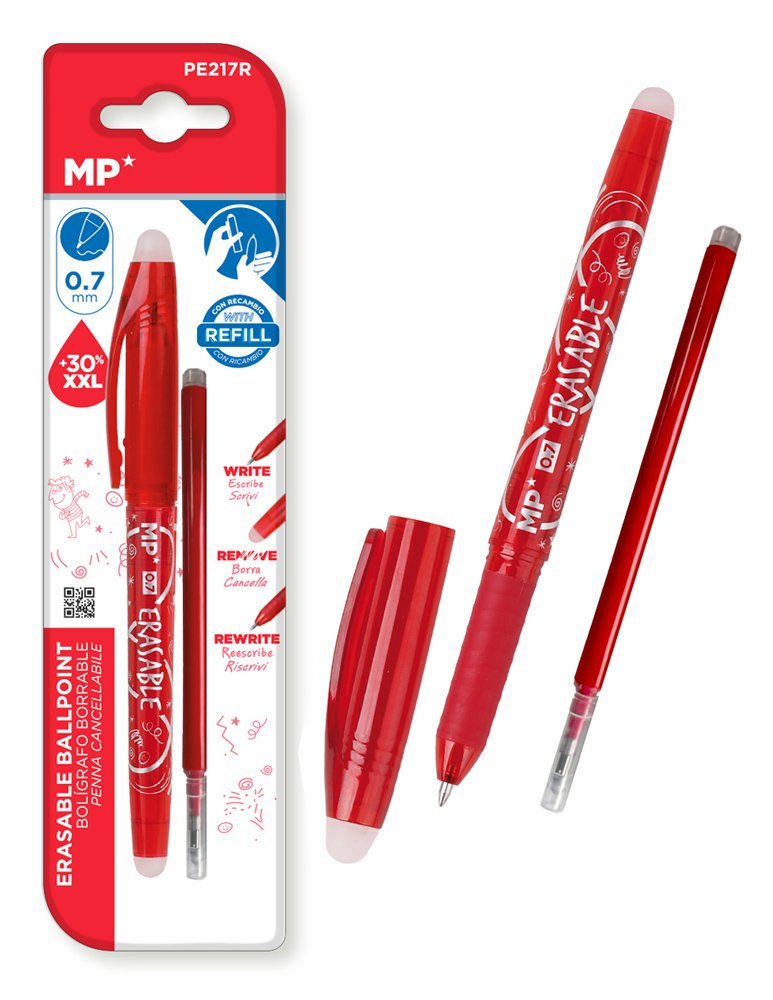 MP στυλό διαρκείας  με ανταλλακτικό μελάνι, erasable, 0.7mm, κόκκινο