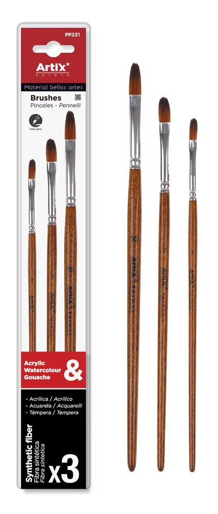 ARTIX PAINTS σετ πινέλων ζωγραφικής , καφέ, 3τμχ