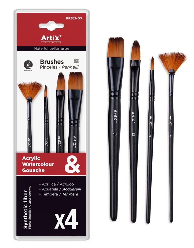 ARTIX PAINTS σετ πινέλων ζωγραφικής , μαύρο, 4τμχ
