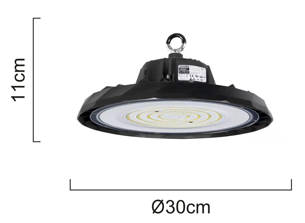 POWERTECH LED φωτιστικό καμπάνα , 100W, 6500K, Φ30x11cm, IP65, μαύρο - Image 4
