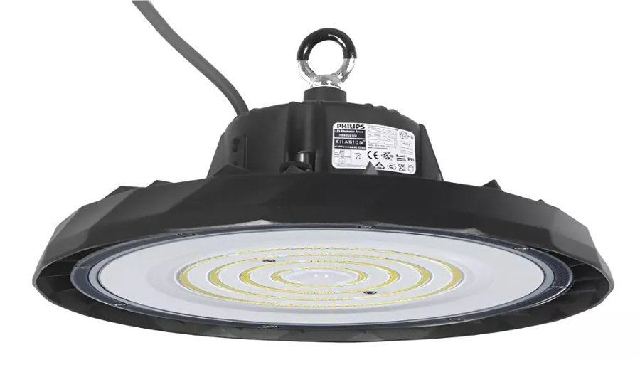 POWERTECH LED φωτιστικό καμπάνα , 100W, 6500K, Φ30x11cm, IP65, μαύρο