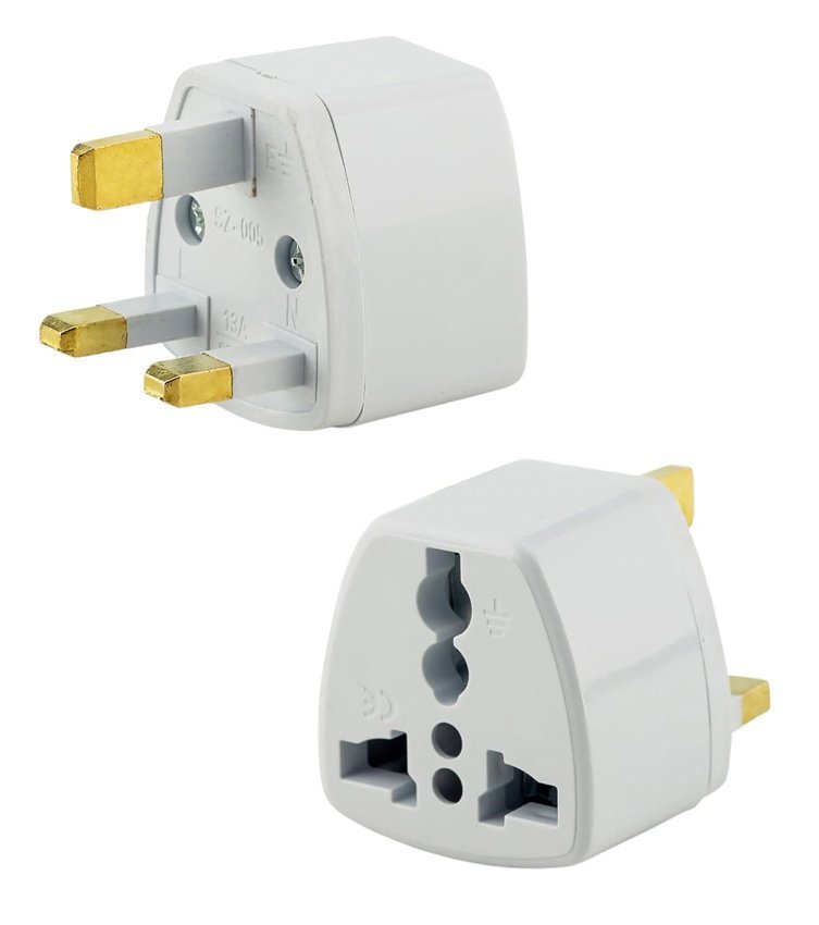 POWERTECH αντάπτορας ρεύματος , UK/Universal, ατσάλι, λευκός
