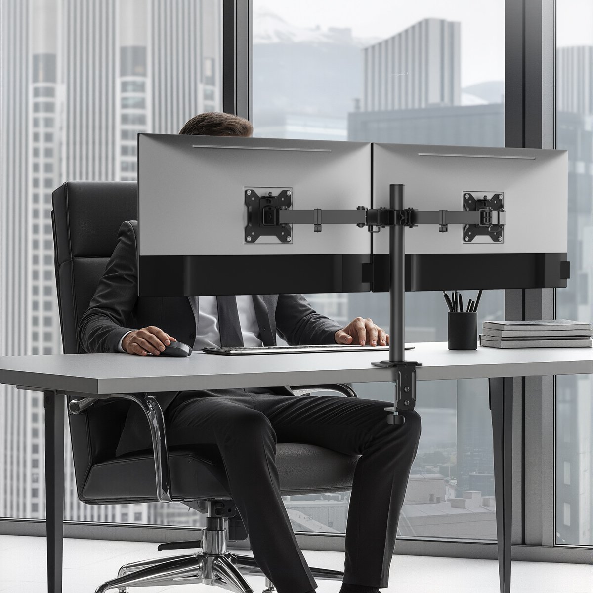 POWERTECH βάση γραφείου για 2x οθόνες , 17-32", έως 10kg - Image 2