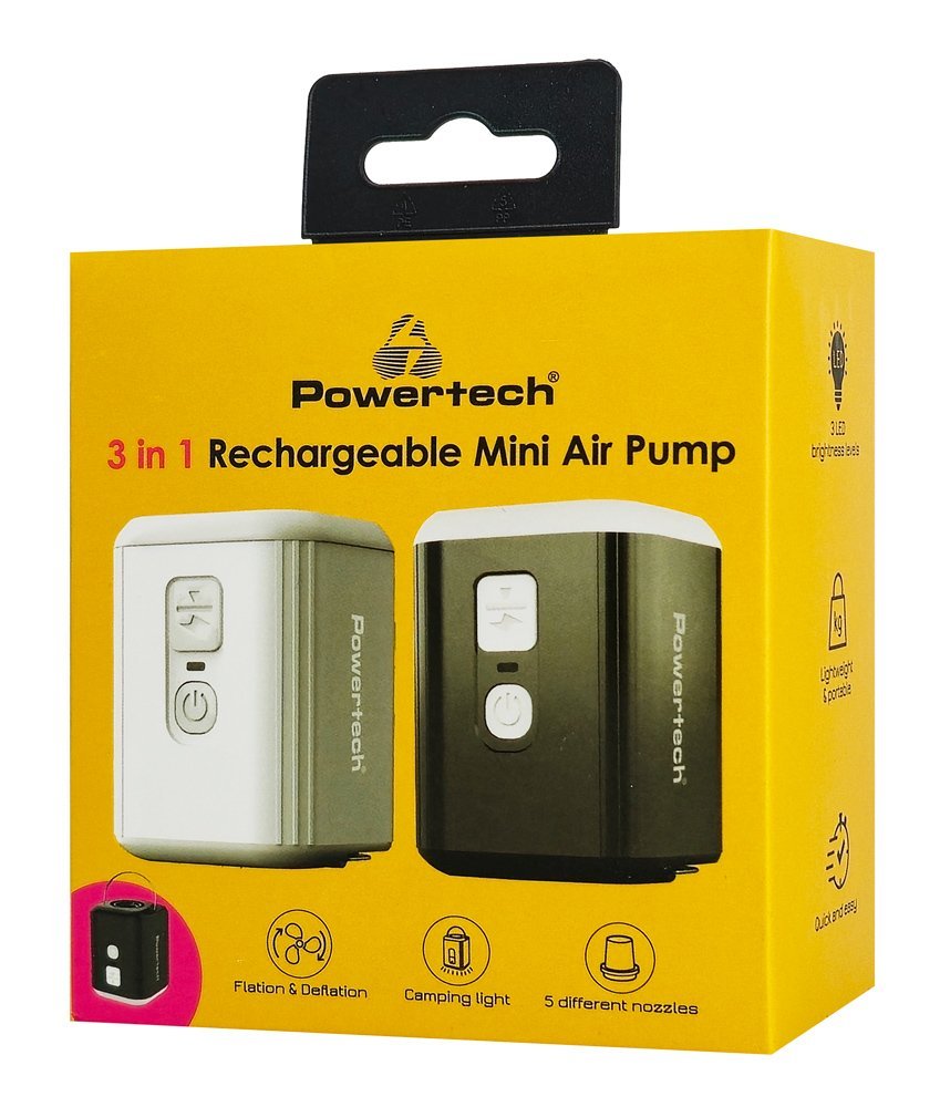 POWERTECH μίνι τρόμπα με φακό, 5W, επαναφορτιζόμενη, μαύρη - Image 5