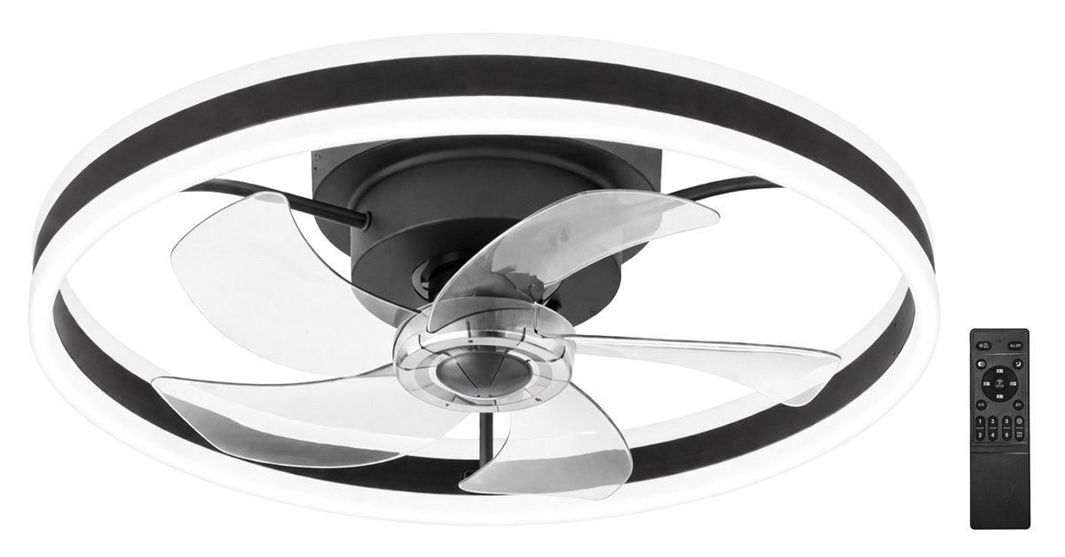 POWERTECH ανεμιστήρας οροφής  με LED φως, 45W, Φ50x20cm, μαύρος