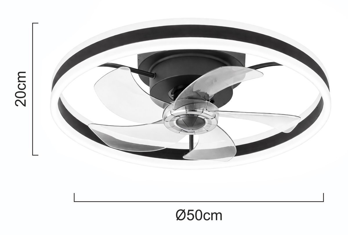 POWERTECH ανεμιστήρας οροφής με LED φως, 45W, Φ50x20cm, μαύρος - Image 4