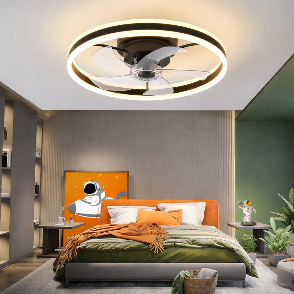 POWERTECH ανεμιστήρας οροφής με LED φως, 45W, Φ50x20cm, μαύρος - Image 2