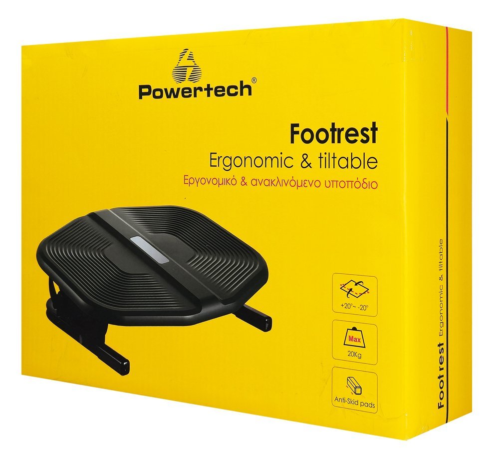 POWERTECH υποπόδιο γραφείου με ρυθμιζόμενη κλίση, μαύρο/λαδί - Image 7