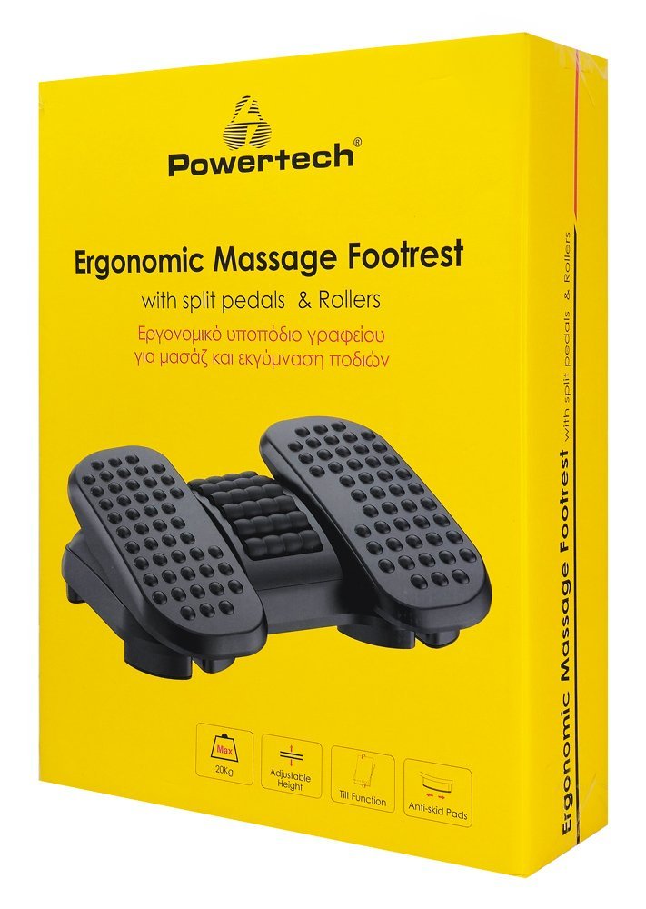 POWERTECH υποπόδιο γραφείου με πεντάλ εκγύμνασης ποδιών, μαύρο - Image 8