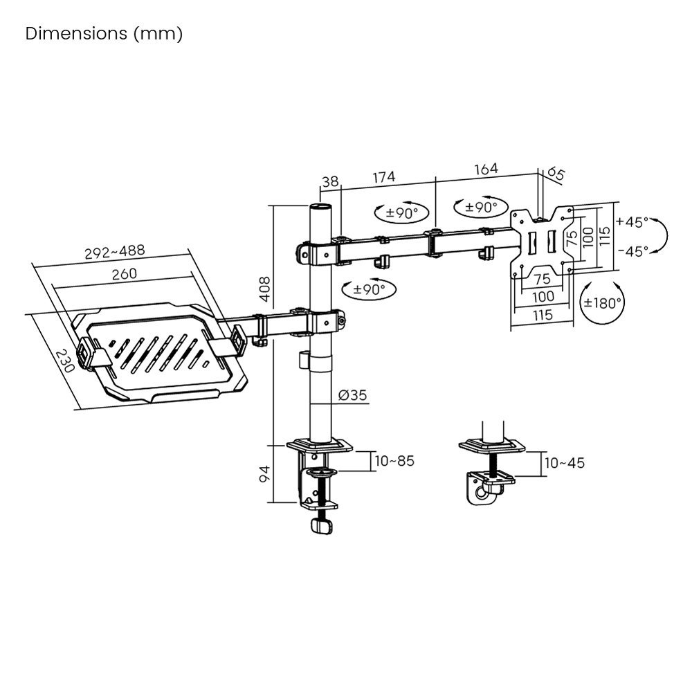 POWERTECH βάση γραφείου οθόνης & laptop , 17-32", έως 10kg - Image 6