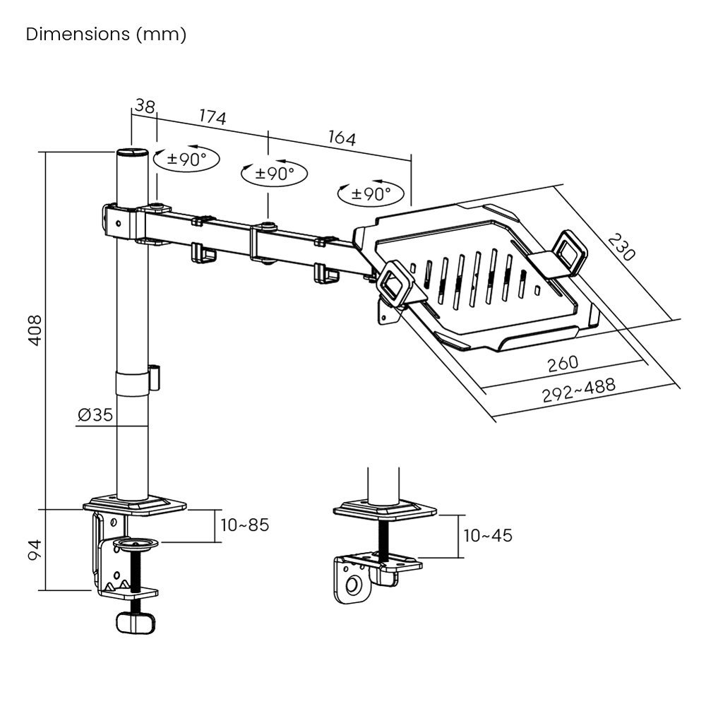 POWERTECH βάση γραφείου οθόνης ή laptop , 17-32", έως 10kg - Image 5