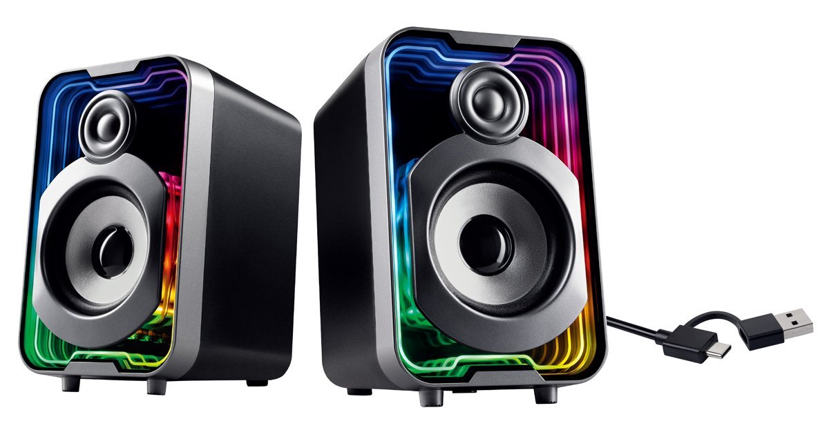 POWERTECH ηχεία με RGB φωτισμό, 2x 5W, Bluetooth & USB/USB-C, μαύρα - Image 3