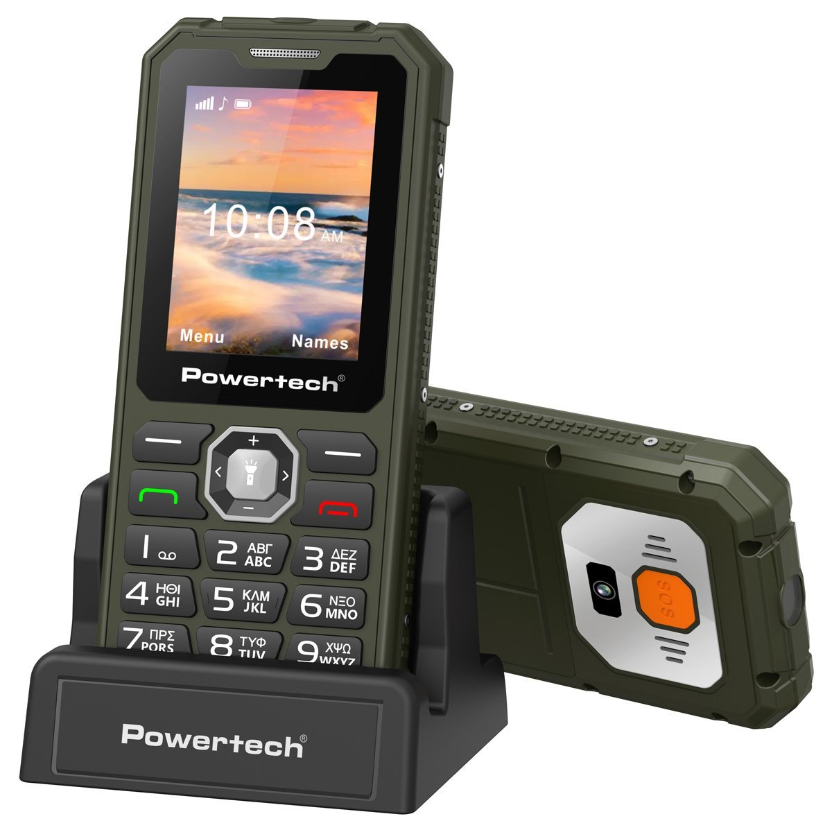 OWERTECH κινητό τηλέφωνο Sentry Armor, dual SIM, πλήκτρο SOS, 4G, I67, χακί
