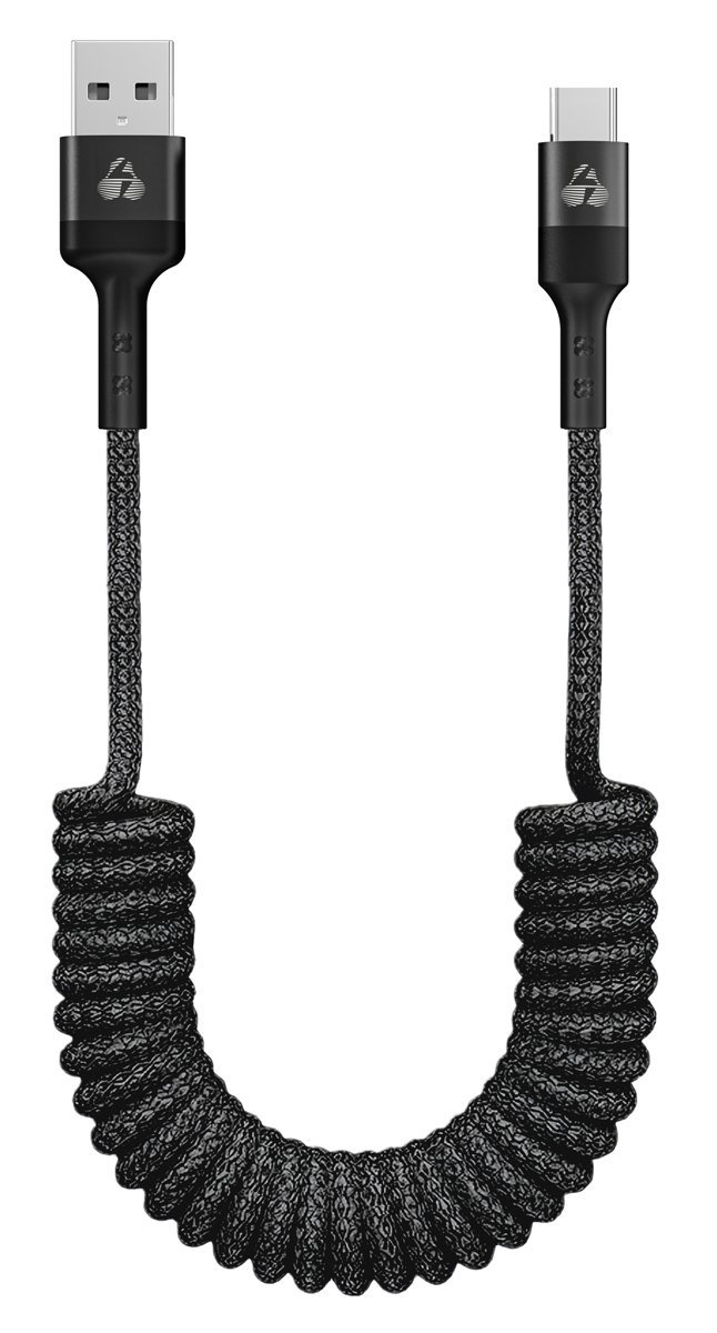 POWERTECH καλώδιο USB-C σε USB  με spiral καλώδιο, PD 60W, 480Mbps, 1m, μαύρο
