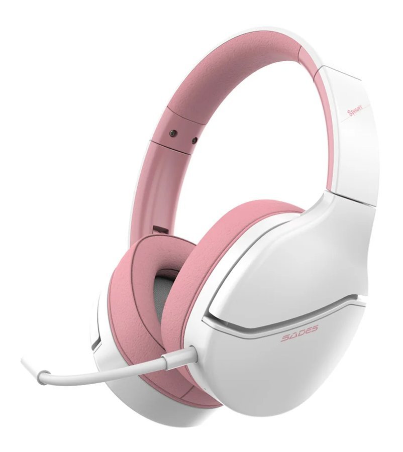 SADES gaming headset Spower, 3.5mm σύνδεση, 40mm, multi-platform, ροζ/λευκό