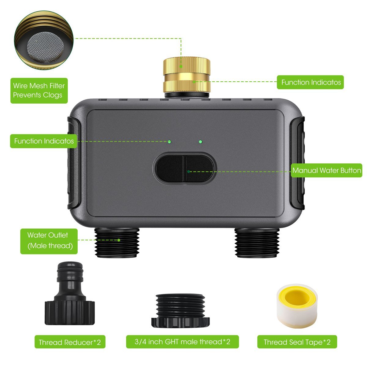 INHOCON smart προγραμματιστής ποτίσματος , 2 θέσεων, WiFi, IP55 - Image 7