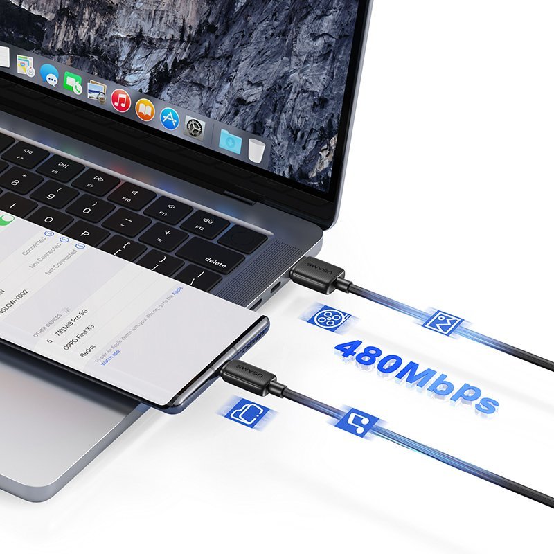 UAM καλώδιο micro UB σε UB U-, 2A, 480Mbps, 1m, μαύρο - Image 3