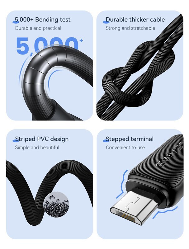 UAM καλώδιο micro UB σε UB U-, 2A, 480Mbps, 1m, μαύρο - Image 4