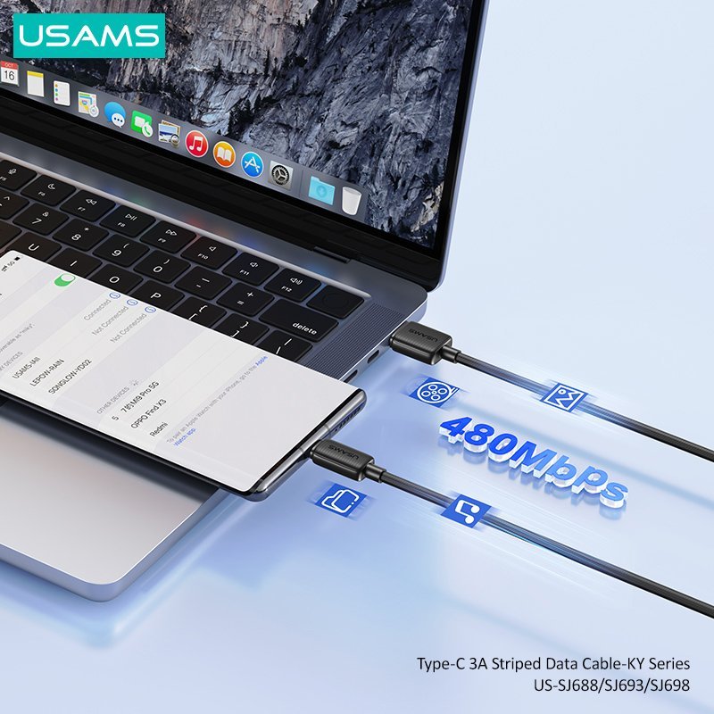 USAMS καλώδιο USB-C σε USB US-, 3A, 480Mbps, 2m, λευκό - Image 3