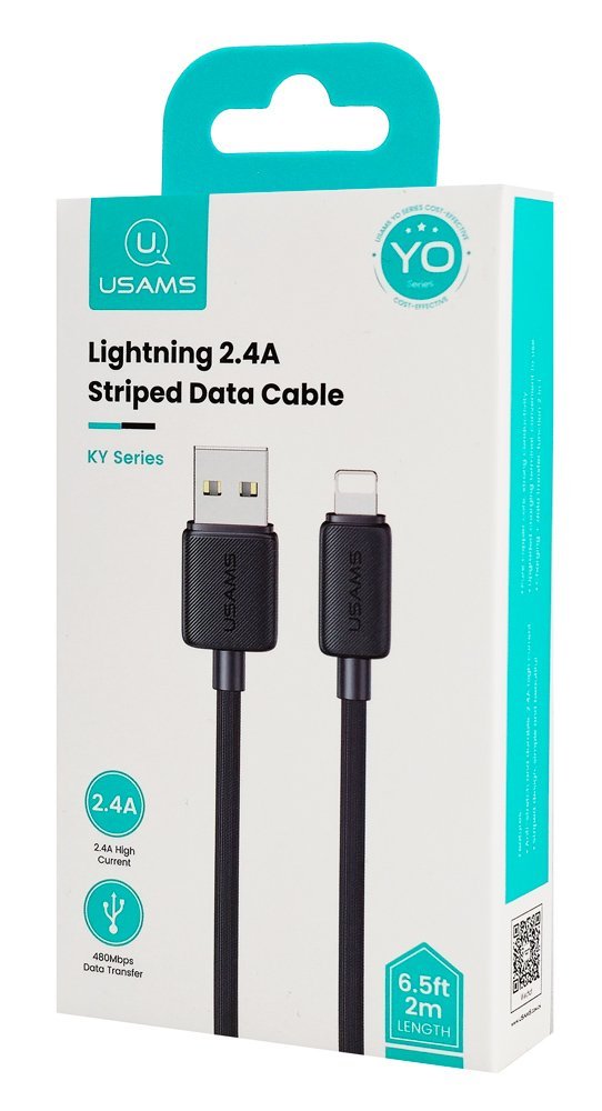USAMS καλώδιο Lightning σε USB US-, 2.4A, 480Mbps, 2m, μαύρο - Image 6