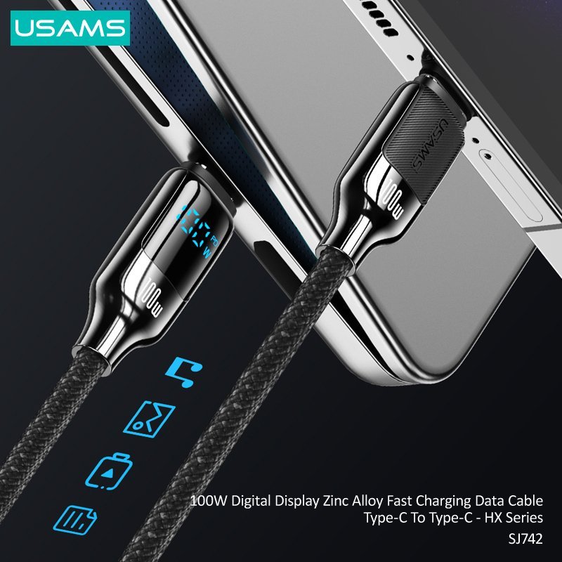 USAMS καλώδιο USB-C , 100W, 480Mbps, 1.2m, λευκό - Image 3