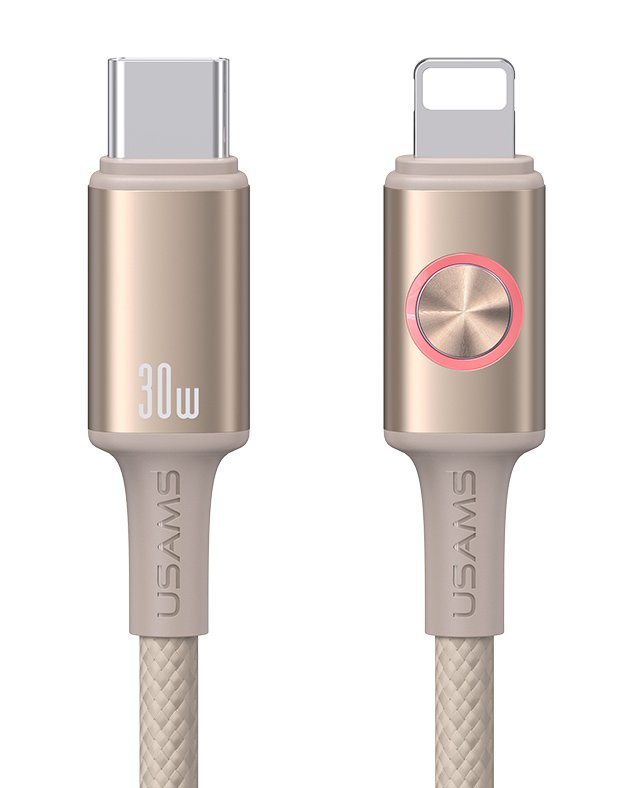 UAM καλώδιο Lightning σε UB-C , 30W, 480Mbps, 1.2m, μπεζ