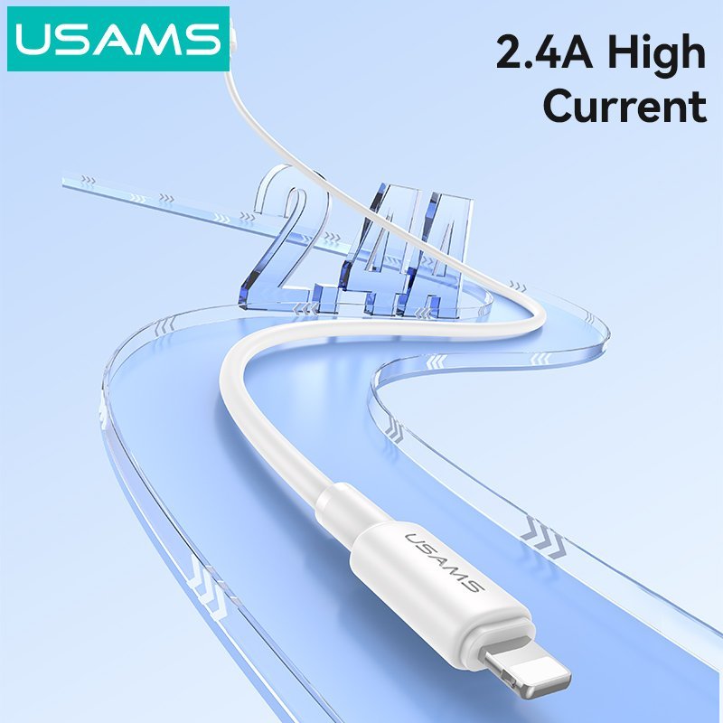USAMS καλώδιο Lightning σε USB , 2.4A 12W, 480Mbps, 1m, λευκό - Image 2