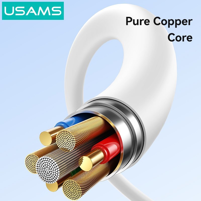 USAMS καλώδιο Lightning σε USB , 2.4A 12W, 480Mbps, 1m, λευκό - Image 5