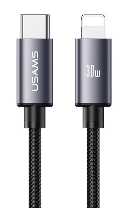 USAMS καλώδιο Lightning σε USB-C , 30W, 480Mbps, 1m, μαύρο