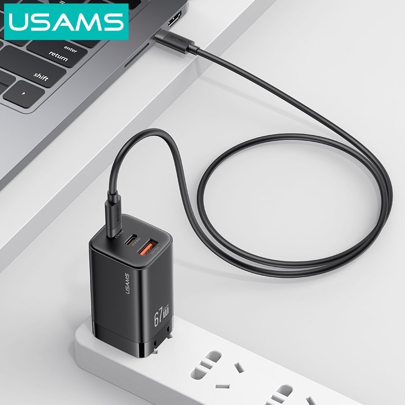 USAMS καλώδιο USB-C , 60W, 480Mbps, 1m, μαύρο - Image 2