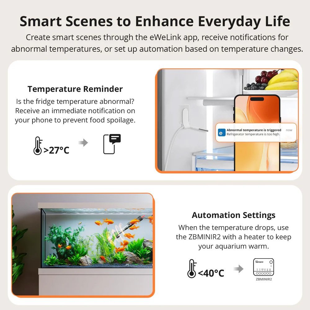 SONOFF smart θερμόμετρο , έως 115 °C, ZigBee 3.0, λευκό - Image 4