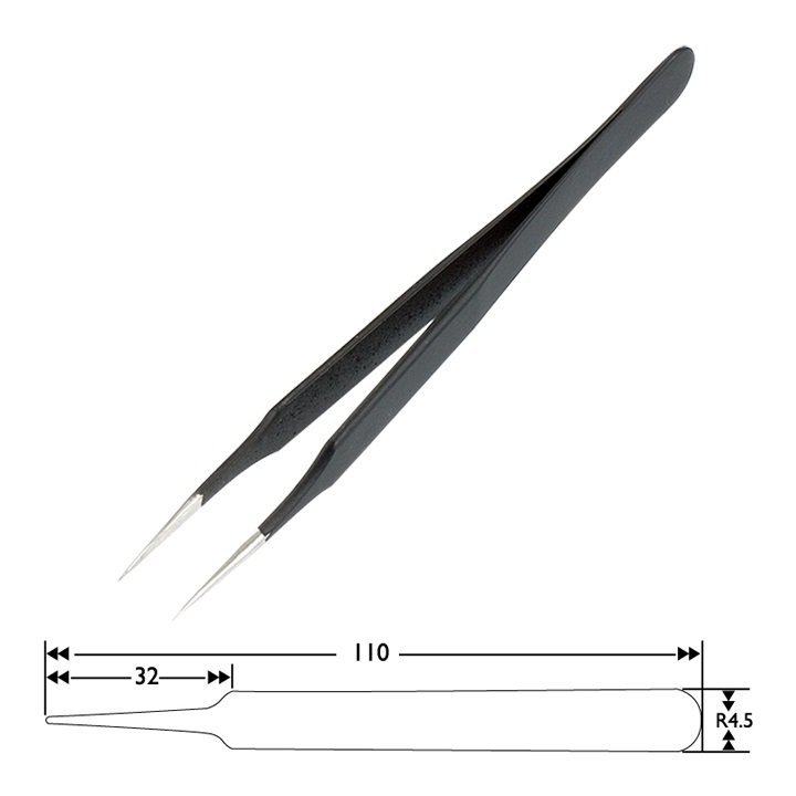 SPROTEK ESD αντιστατική τσιμπίδα , 110mm, ίσια, λεπτή