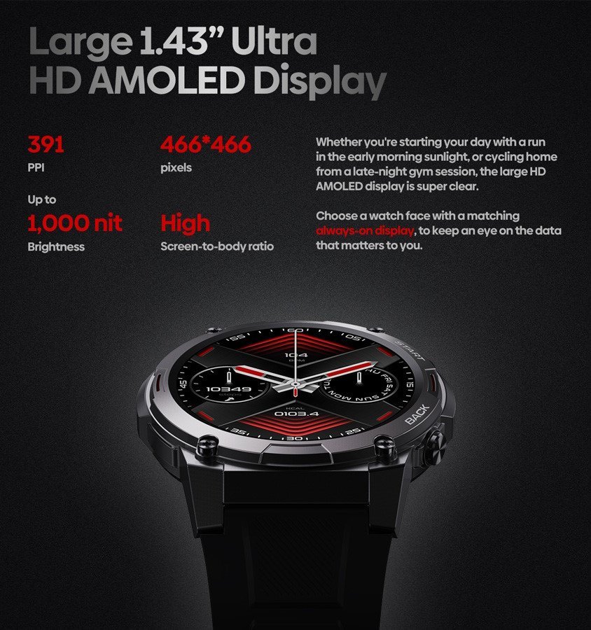 ZEBLAZE smartwatch ibe 7 Pro, heart rate, 1.43" AMOLED, 3 ATM, ασημί - Image 4
